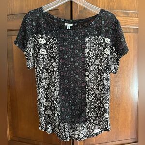 Ecote Print SS Top, Black/Multi